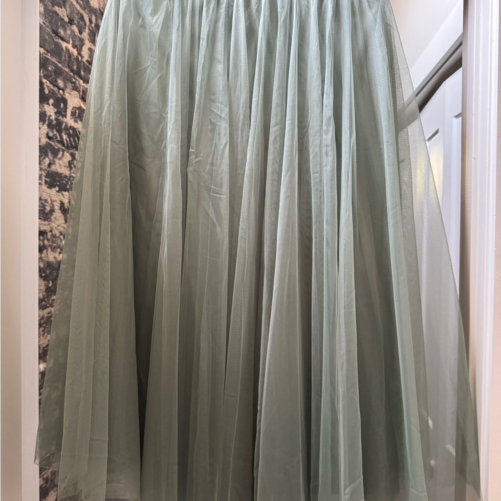 Women's Sage Green Tulle Midi Skirt